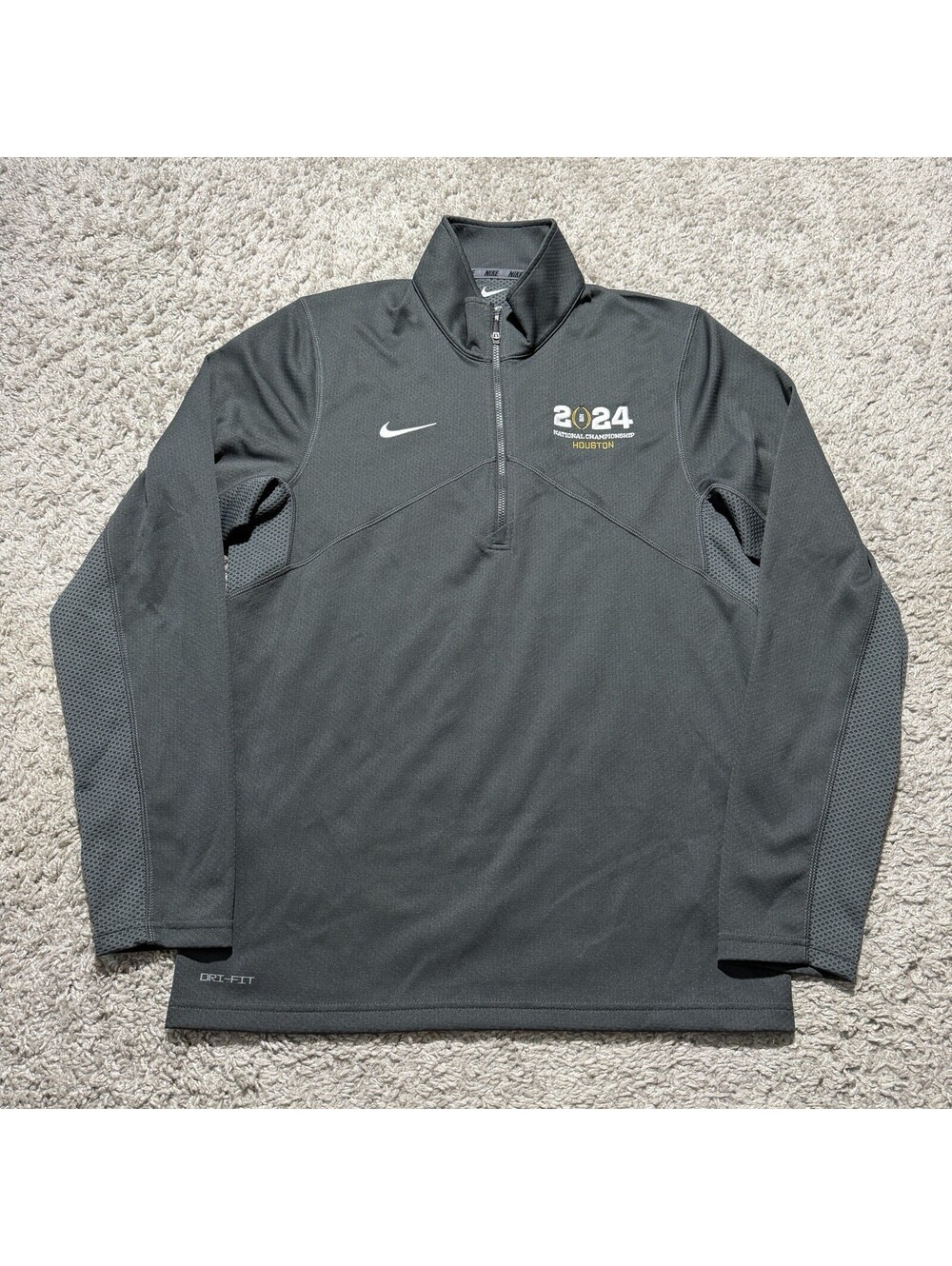 NIKE DRI-FIT Gray 1/4 Zip 2024 National Championship Football Houston Mens Small